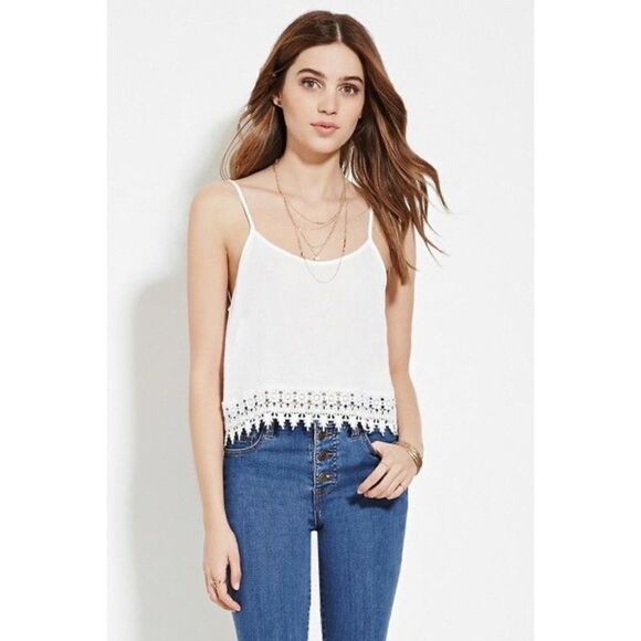 ✨F21 Ribbed Crochet Cami Cropped Top✨ - Picture 1 of 6